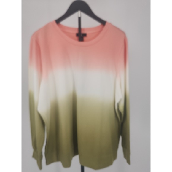 Jason Wu Tops - Jason Wu Womens Ombre Dip Dye Sweatshirt Peach White Olive Green 1X NEW